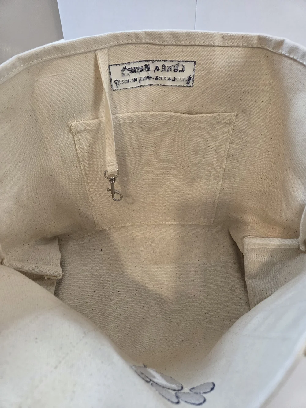 Canvas Tote Bag in Natural and Navy